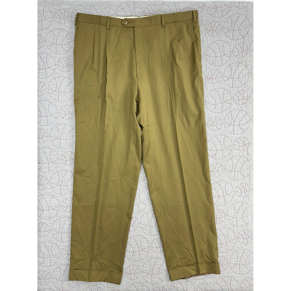 VTG Brioni Cannes Dress Pants Olive Green Pleated Cuffed / Mens 42 R (40x31)